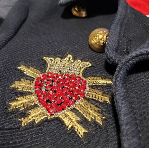 Abercrombie and Fitch Navy Pea Coat with Designer Applique - Picture 6 of 9